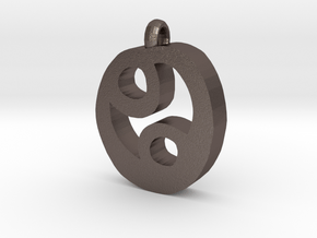 Cancer Pendant in Polished Bronzed Silver Steel