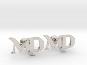 Monogram Cufflinks MD in Rhodium Plated Brass