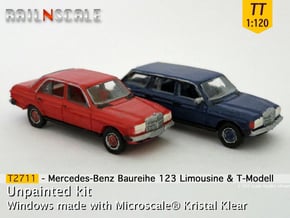 SET 2x Mercedes-Benz W123 (TT 1:120) in Gray Fine Detail Plastic