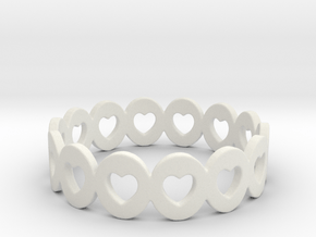 Hearts Galore Ring Size 6 in White Natural Versatile Plastic
