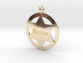Sheriff's Star (6-point) Pet-Tag/Pendant (Thinner) in 14k Gold Plated Brass