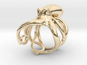Octopus Ring 16mm in 14k Gold Plated Brass