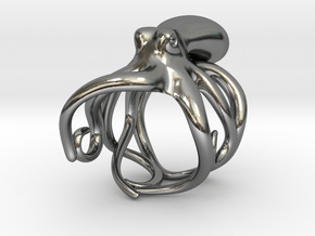 Octopus Ring 16mm in Polished Silver