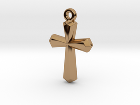 Simple Cross Pendant in Polished Brass