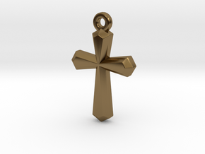 Simple Cross Pendant in Polished Bronze