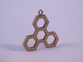 Hexatri pendant/keychain in Polished Bronzed Silver Steel