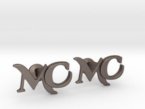 Monogram Cufflinks MC in Polished Bronzed Silver Steel