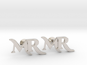Monogram Cufflinks MR in Rhodium Plated Brass