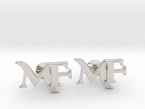 Monogram Cufflinks MF in Rhodium Plated Brass