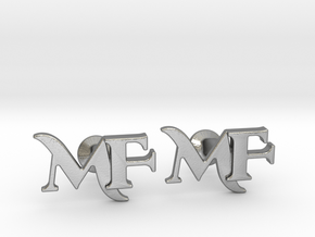 Monogram Cufflinks MF in Natural Silver