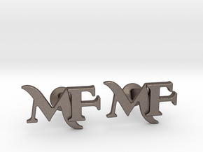 Monogram Cufflinks MF in Polished Bronzed Silver Steel