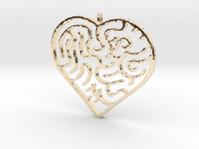Heart Maze Pendant 3 in 14k Gold Plated Brass