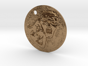 Tragedy Comedy Mask Pendant in Natural Brass