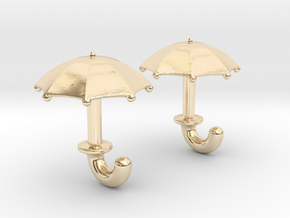Umbrella Cufflinks in 14k Gold Plated Brass