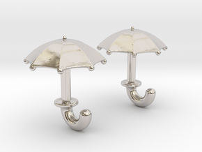 Umbrella Cufflinks in Rhodium Plated Brass