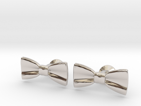Bow Tie Cufflinks in Rhodium Plated Brass