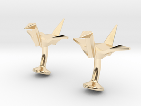Origami Crane Cufflinks in 14k Gold Plated Brass