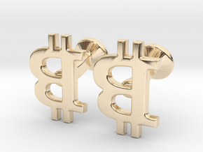Bitcoin Cufflinks in 14k Gold Plated Brass