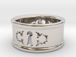 Custom Keyhole Steam: Ring Size 7 in Rhodium Plated Brass