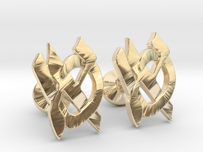 Hebrew Monogram Cufflinks - "Aleph Tes" in 14k Gold Plated Brass