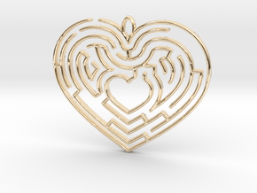Heart Maze-shaped Pendant 4 in 14k Gold Plated Brass