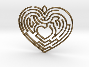 Heart Maze-shaped Pendant 4 in Polished Bronze