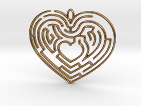 Heart Maze-shaped Pendant 4 in Natural Brass