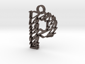 Sketch "P" Pendant in Polished Bronzed Silver Steel