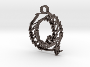 Sketch "Q" Pendant in Polished Bronzed Silver Steel