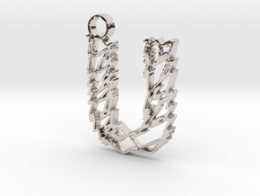 Sketch "U" Pendant in Rhodium Plated Brass