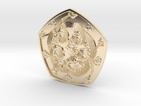Polished Dragon Coin in 14k Gold Plated Brass