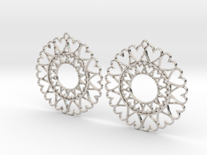 Circle Hearts Earrings in Rhodium Plated Brass