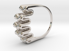 Ripple Ring - US Size 07 in Rhodium Plated Brass