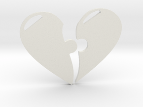 Heart Puzzle Pendant 1 in White Natural Versatile Plastic