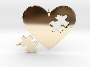 Heart Puzzle Pendants in 14k Gold Plated Brass