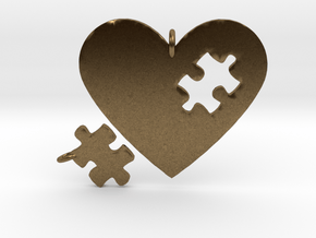 Heart Puzzle Pendants in Natural Bronze