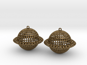 Saturn Voronoi Earrings in Natural Bronze