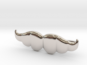 "Brazilian" Moustache Tie Bar (Metals) in Rhodium Plated Brass
