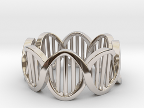 DNA Ring (Size 9) in Rhodium Plated Brass