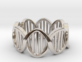 DNA Ring (Size 10) in Rhodium Plated Brass