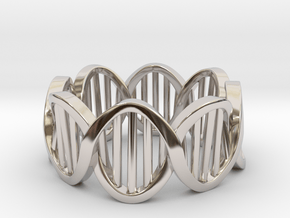 DNA Ring (Size 8) in Rhodium Plated Brass