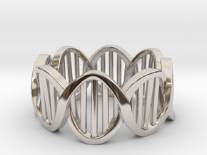 DNA Ring (Size 5) in Rhodium Plated Brass