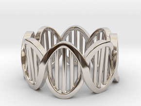 DNA Ring (Size 4) in Rhodium Plated Brass
