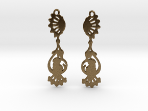 Peacock Earrings in Natural Bronze
