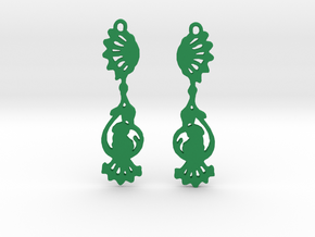 Peacock Earrings in Green Processed Versatile Plastic