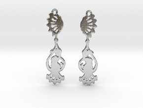 Peacock Earrings in Natural Silver