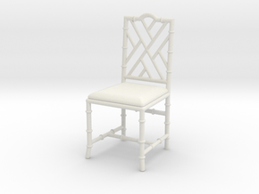 1:12 Chinese Chippendale Chair in White Natural Versatile Plastic