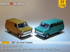 SET 2x Ford Transit (TT 1:120) in Tan Fine Detail Plastic
