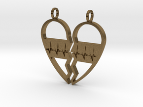 Split Heart Pendant in Natural Bronze