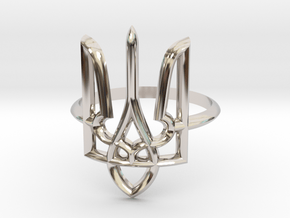 Ukrainian Trident Ring. US 6.0 in Rhodium Plated Brass